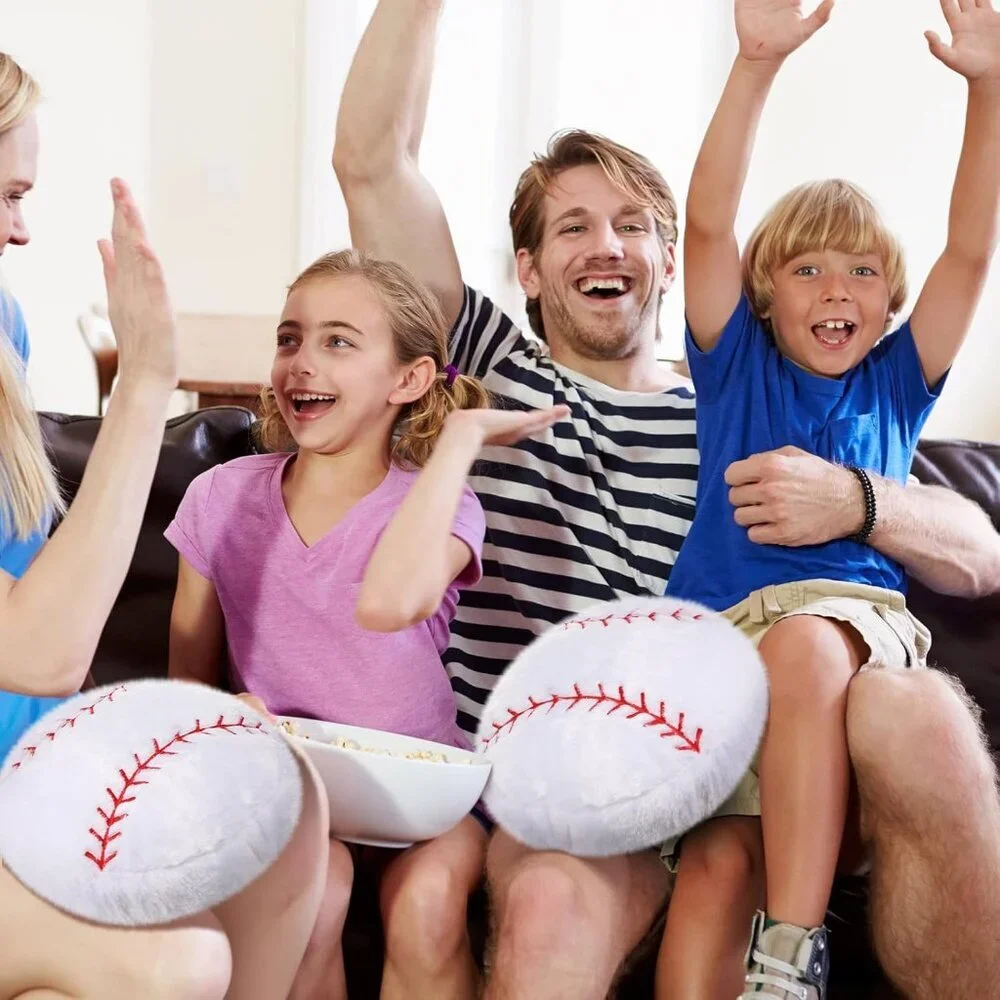 2 Pcs Baseball Pillow Set, Soft Plush Sports Theme Cushion for Bedroom Decor